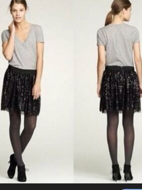 J.crew black sequin skirt size 6